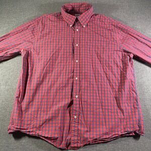 Brooks Brothers XL Red Blue Gingham Check Button Down Long Sleeve Shirt